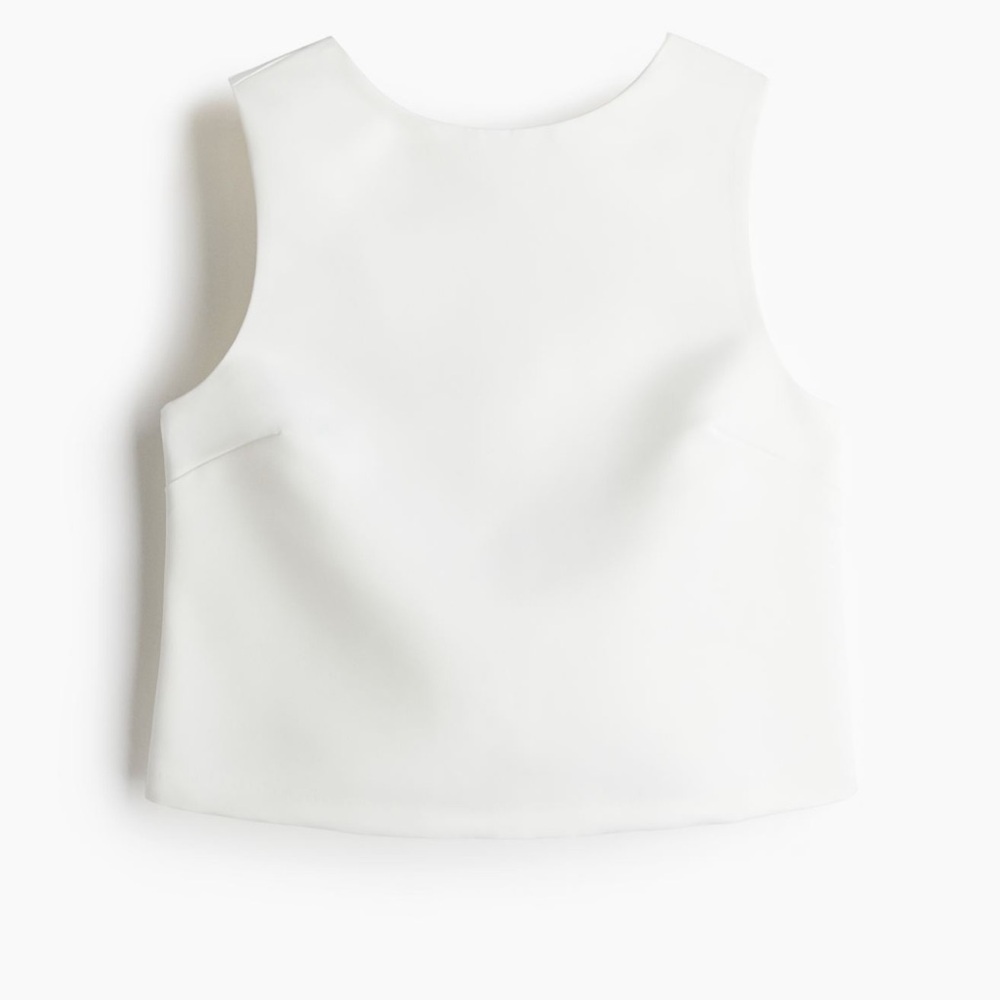 NWT H&M White satin bow back top